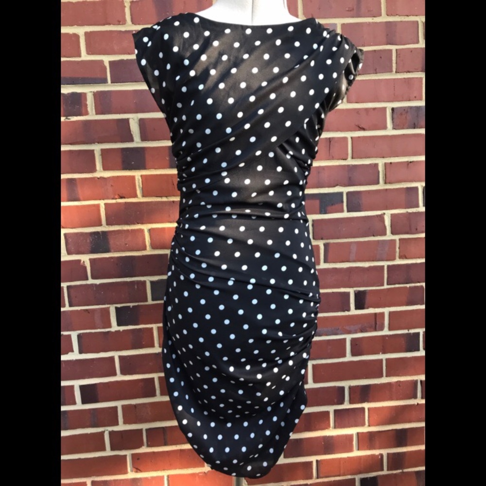 Ann Taylor Petite Ruched Polka Dot Dress - Sz 00P